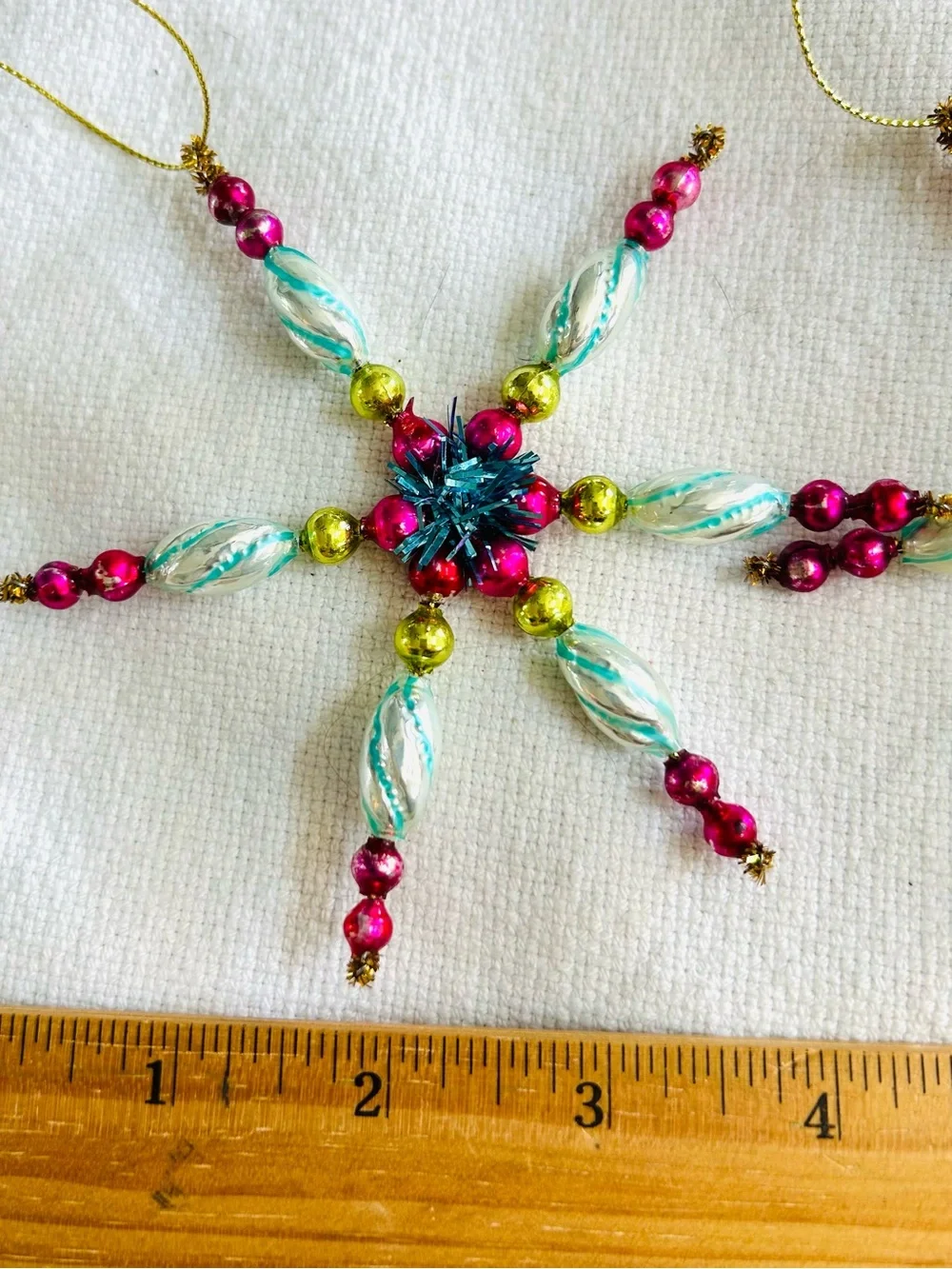 Vintage repurposed mercury, glass bead flowers holiday Christmas ornaments